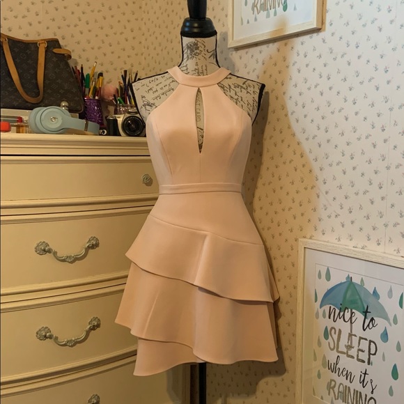 BCBGMaxazria Asymmetrical Ruffle Halter Dress - Picture 4 of 10